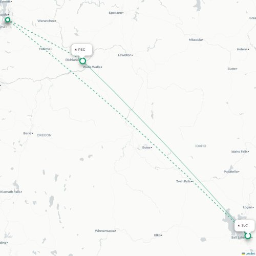 Mapa de vuelo directo Salt Lake City - Pasco