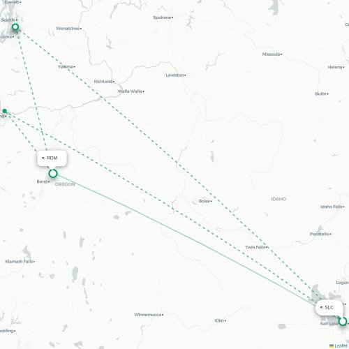 Mapa de vuelo directo Salt Lake City - Redmond