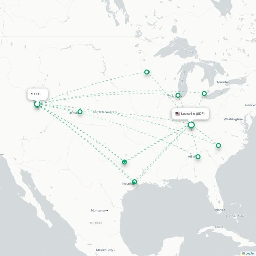 Mapa lotu bezpośredniego Salt Lake City – Louisville
