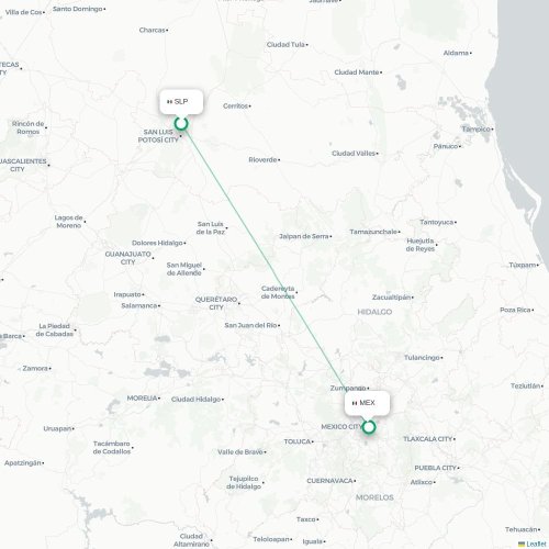 Mapa lotu bezpośredniego San Luis Potosí – Meksyk