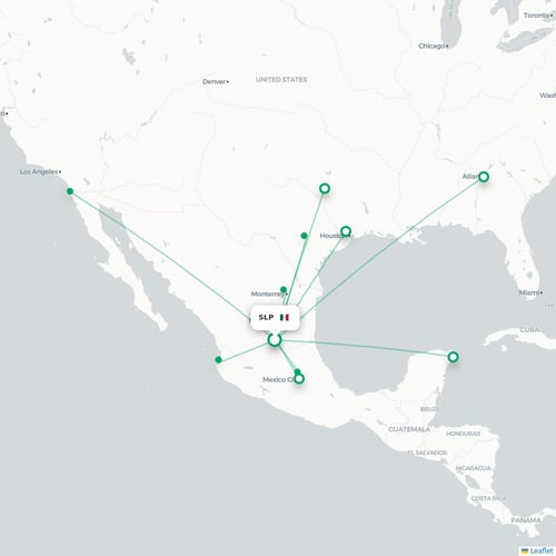 Route map San Luis Potosi  SLP airport