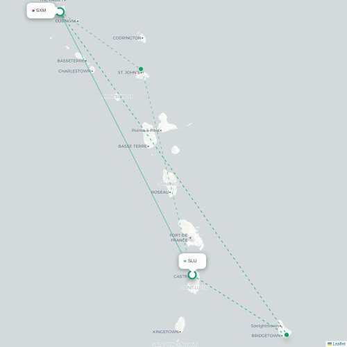Mapa de vuelo directo Castries - Simpson Bay