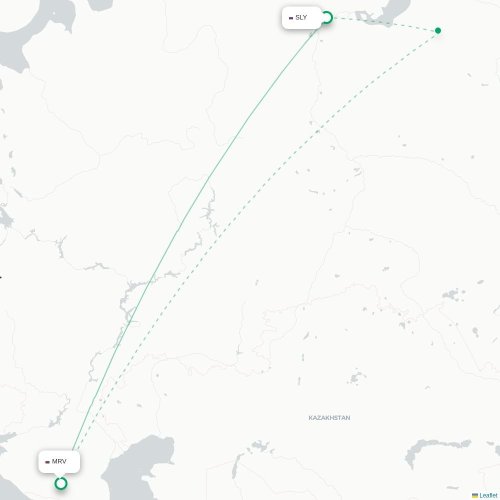 Mapa de vuelo directo Salejard - Mineralnye Vody