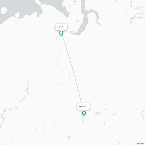 Mapa de vuelo directo Salejard - Omsk