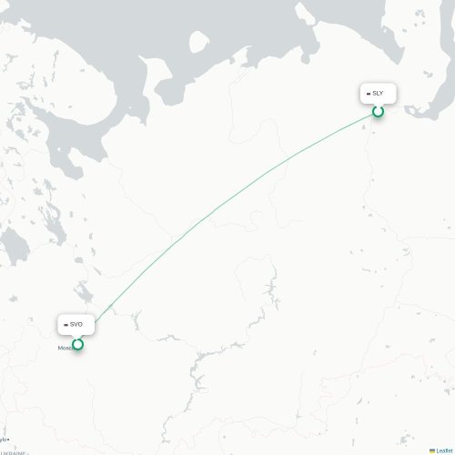 Mapa de vuelo directo Salejard - Moscú