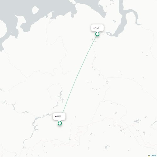 Mapa de vuelo directo Salejard - Ufá