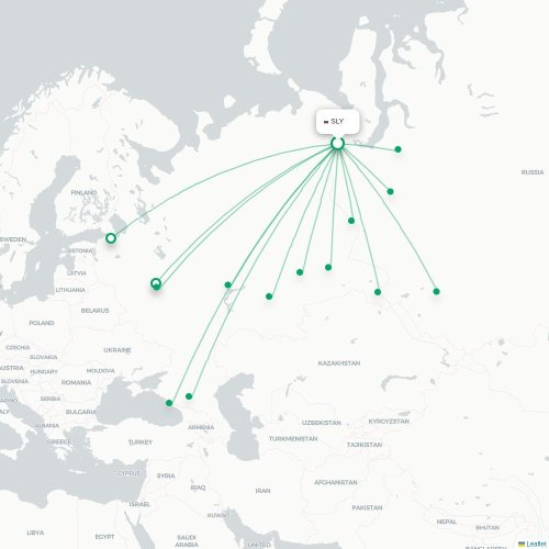 Mapa de vuelo directo Salejard - Janty-Mansisk