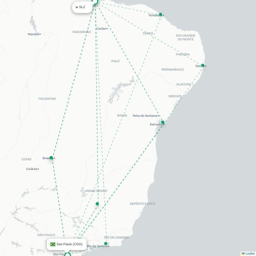 Mapa lotu bezpośredniego São Luís – São Paulo