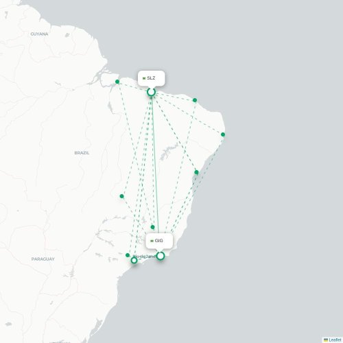 Mapa lotu bezpośredniego São Luís – Rio de Janeiro