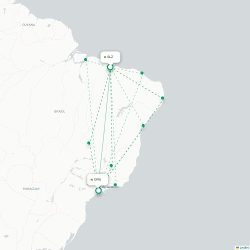 Mapa lotu bezpośredniego São Luís – São Paulo
