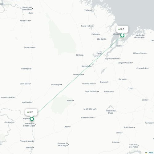 Mapa lotu bezpośredniego São Luís – Imperatriz