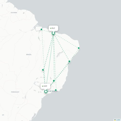 Mapa lotu bezpośredniego São Luís – São Paulo