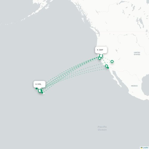 Mapa lotu bezpośredniego Sacramento – Honolulu