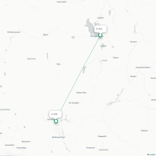 Mapa lotu bezpośredniego Sacramento – Las Vegas