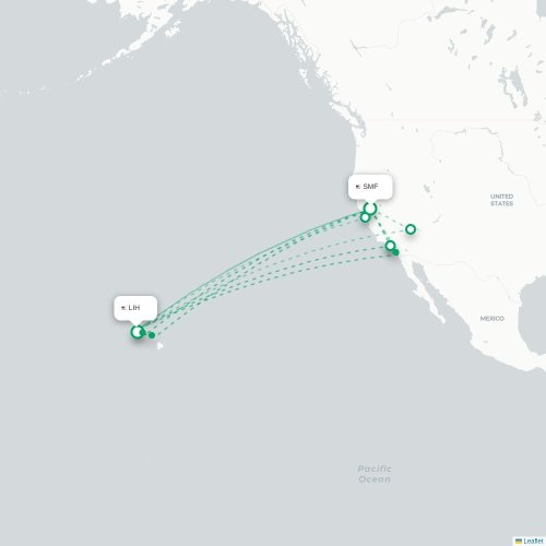 Mapa lotu bezpośredniego Sacramento – Lihue