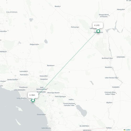 Mapa de vuelo directo Santa Ana - Las Vegas