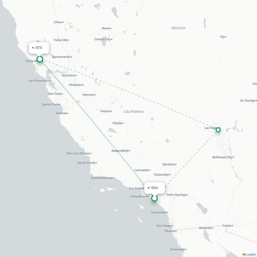 Mapa de vuelo directo Santa Ana - Santa Rosa