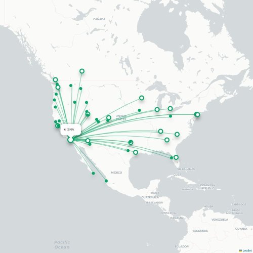 Mapa de vuelo directo Santa Ana - San Francisco