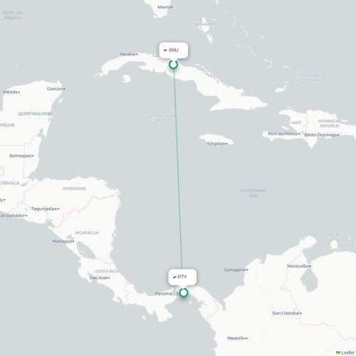 Santa Clara - Panama-stad kaart van rechtstreekse vlucht