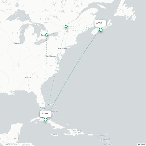 Mapa lotu bezpośredniego Santa Clara – Halifax