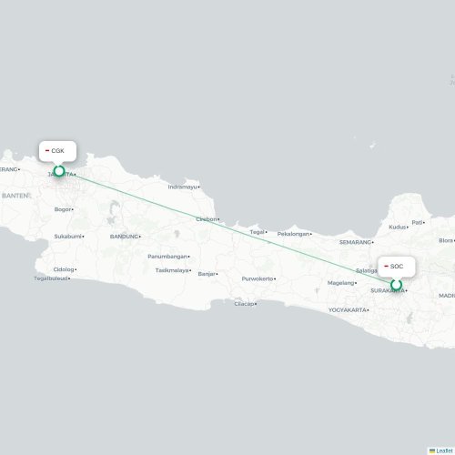 Mapa de vuelo directo Surakarta City - Yakarta
