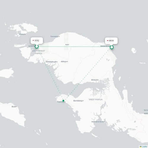 Mapa lotu bezpośredniego Sorong – Manokwari