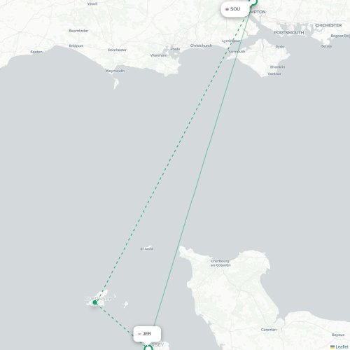 Mapa de vuelo directo Southampton - Saint Peter