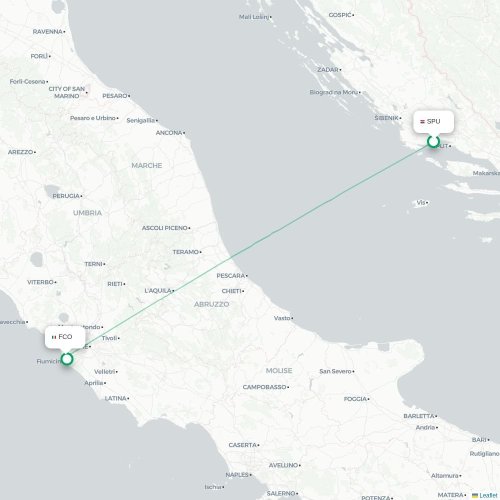 Split - Rom karta över direktflyg