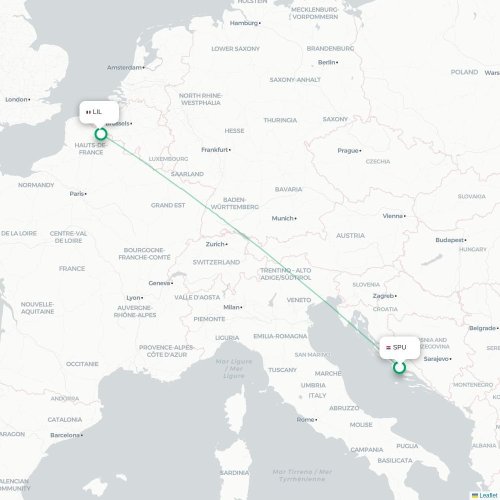 Split - Lille karta över direktflyg