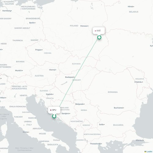 Split - Swidnik karta över direktflyg