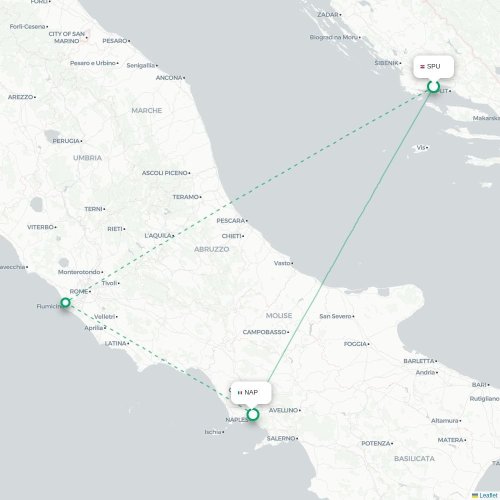 Split - Neapel karta över direktflyg