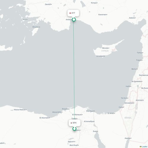 Mapa de vuelo directo Guiza - Antalya