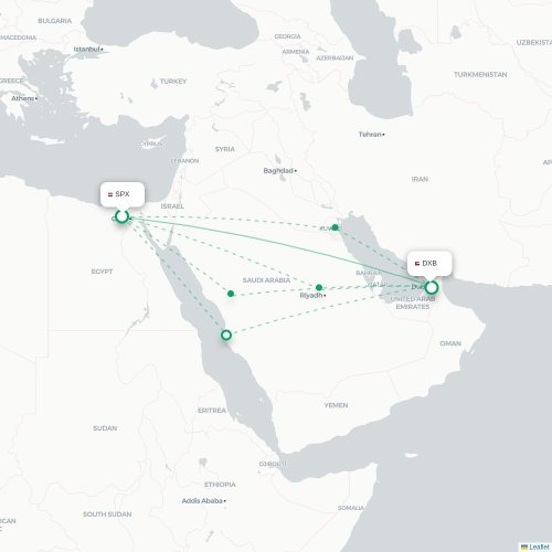 Mapa lotu bezpośredniego Giza – Dubaj