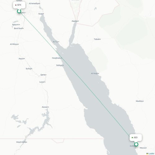 Mapa de vuelo directo Guiza - Jedda