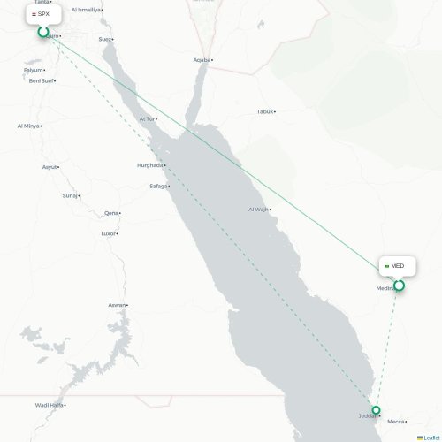 Mapa de vuelo directo Guiza - Medina