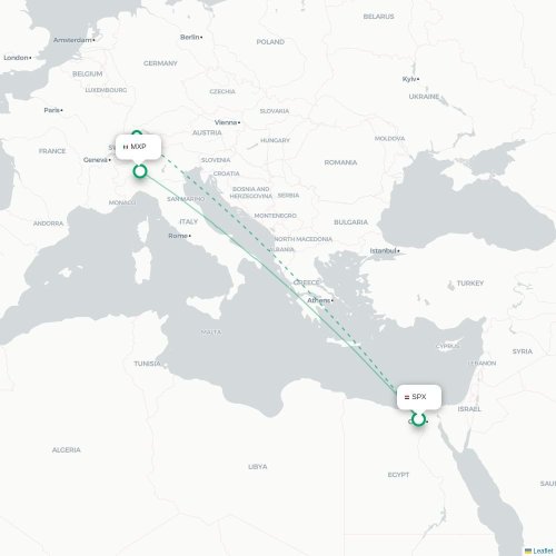Mapa lotu bezpośredniego Giza – Mediolan