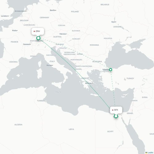 Mapa lotu bezpośredniego Giza – Zurych