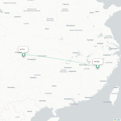 Mapa lotu bezpośredniego Shangrao – Chengdu