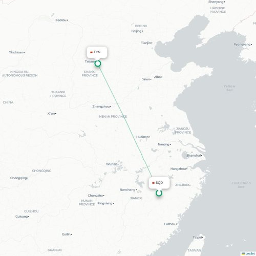 Mapa lotu bezpośredniego Shangrao – Taiyuan