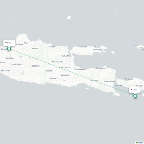 Mapa lotu bezpośredniego Semarang – Denpasar