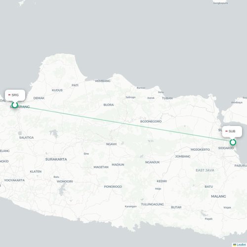 Mapa lotu bezpośredniego Semarang – Surabaja