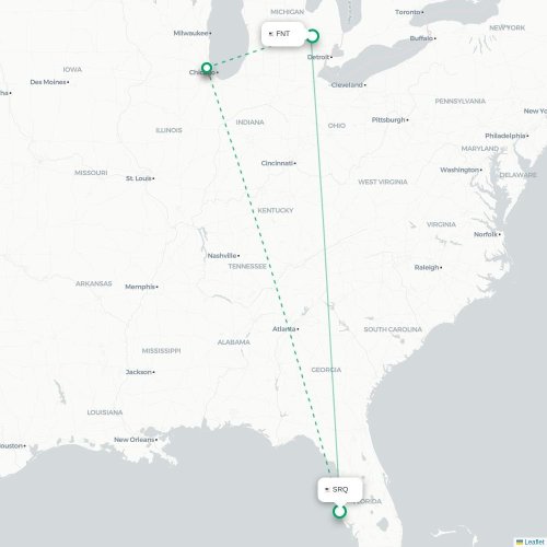 Mapa de vuelo directo Sarasota - Flint