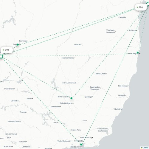 Mapa de vuelo directo Salvador de Bahía - Goiânia