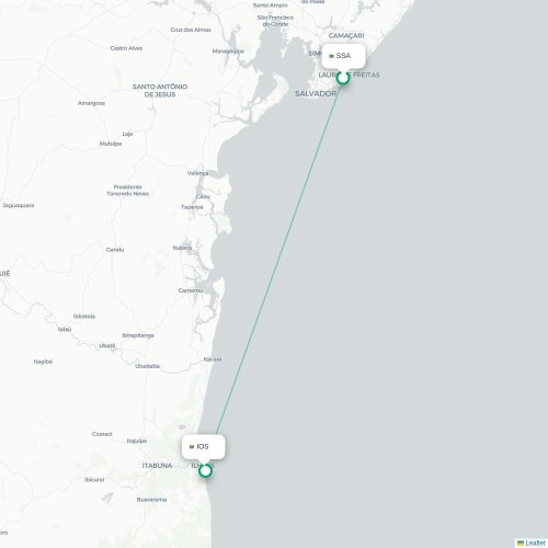 Mapa lotu bezpośredniego Salvador – Ilhéus