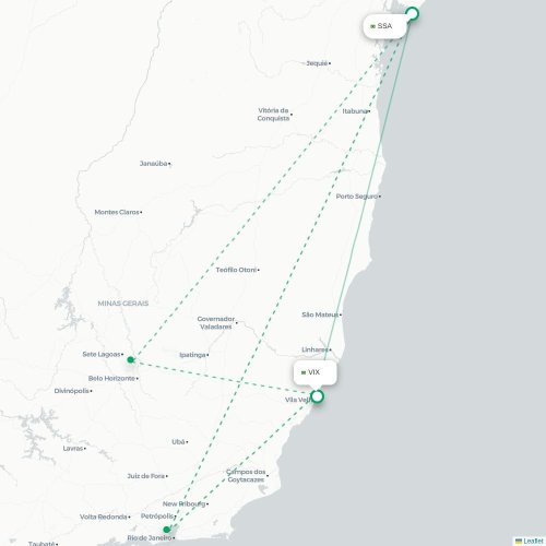 Mapa lotu bezpośredniego Salvador – Vitória