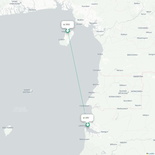 Malabo - Libreville karta över direktflyg