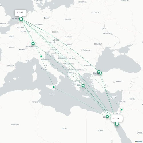 Mapa lotu bezpośredniego Szarm el-Szejk – Amsterdam