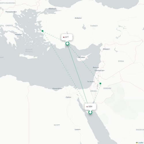 Mapa de vuelo directo Sharm el-Sheij - Antalya
