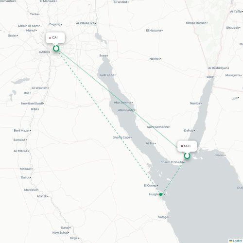 Mapa de vuelo directo Sharm el-Sheij - El Cairo