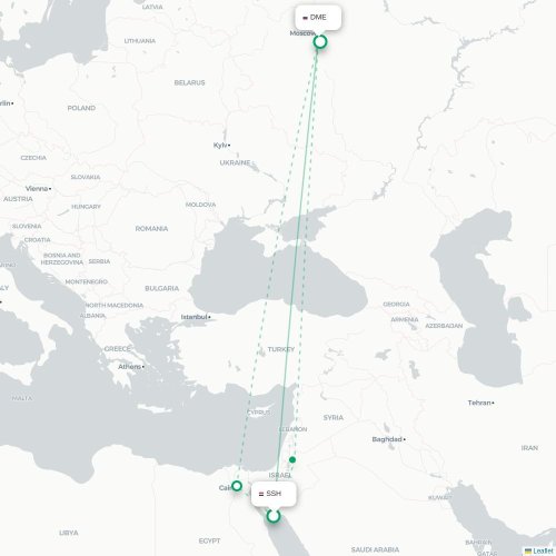 Mapa de vuelo directo Sharm el-Sheij - Moscú
